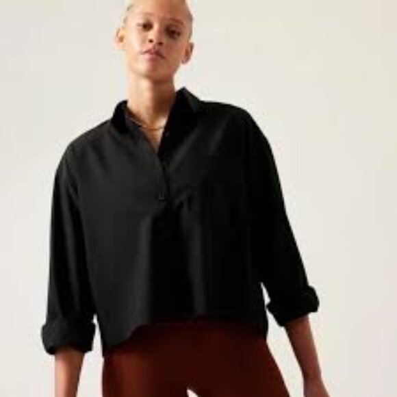 Athleta Tops - ✅ Athleta Cropped Stretch Tech Top | Black MEDIUM #882545